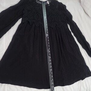 Super Cute Medium Xhilaration Lined Black Lace (at top) Dress. Split long sleeve